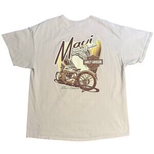 Harley-Davidson Motorcycle Tee Maui Hawaii Surf Wave 2015 Cotton Tan Unisex XL